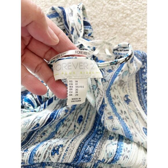 Forever 21 Plus Size Floral V Neck Sleeveless Drawstring Center Slit Dress - Picture 13 of 14